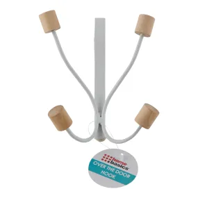 4 Over The Door Hooks With Wood Caps