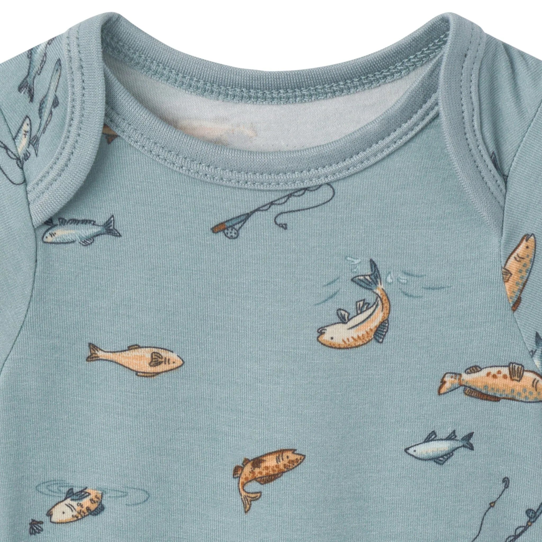 4-Piece Baby Boys Teal Fishing Bodysuits and Pants Set
