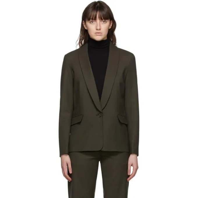 6397 Khaki WoolShawl Blazer