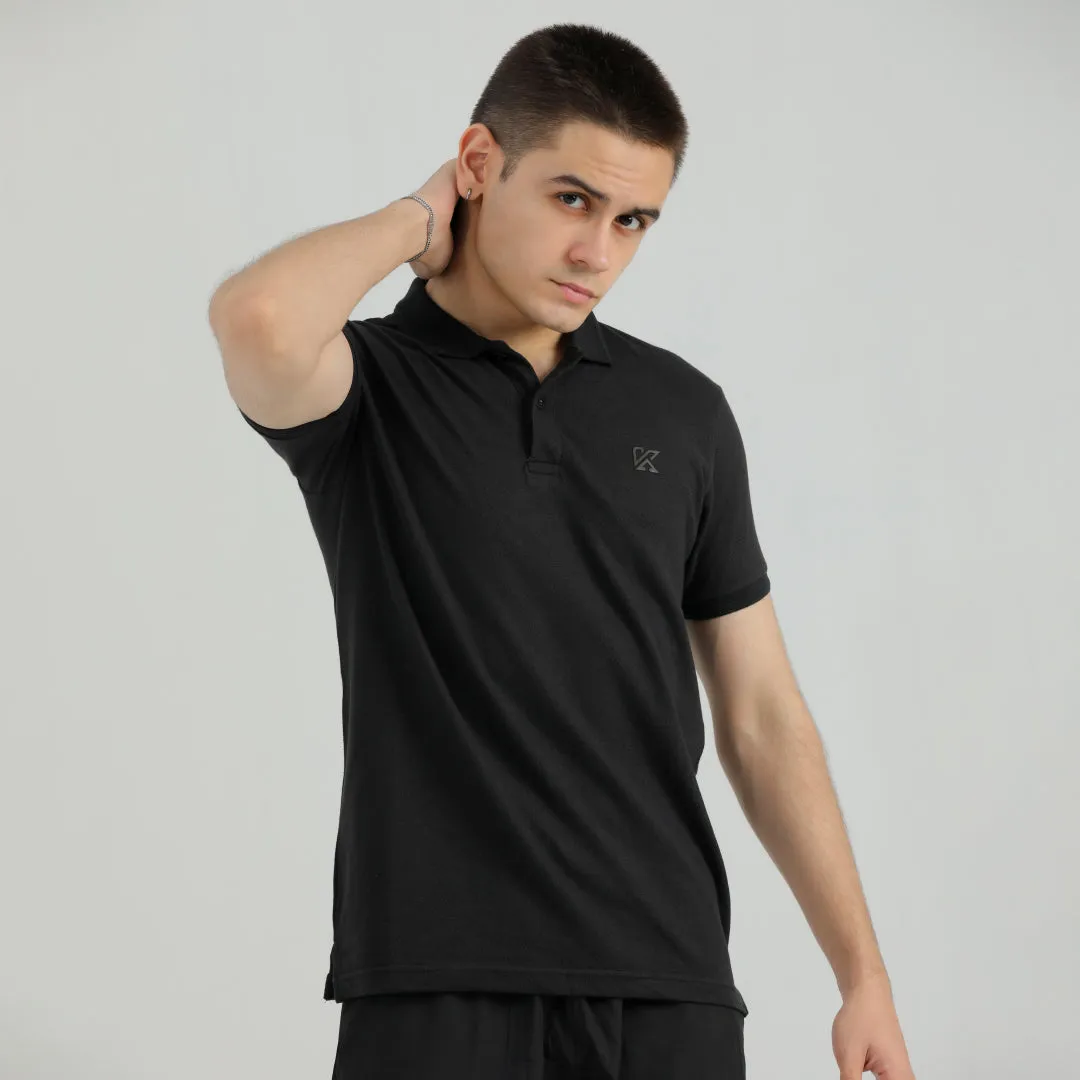 Abstract Black Classic Polo Shirt for Men