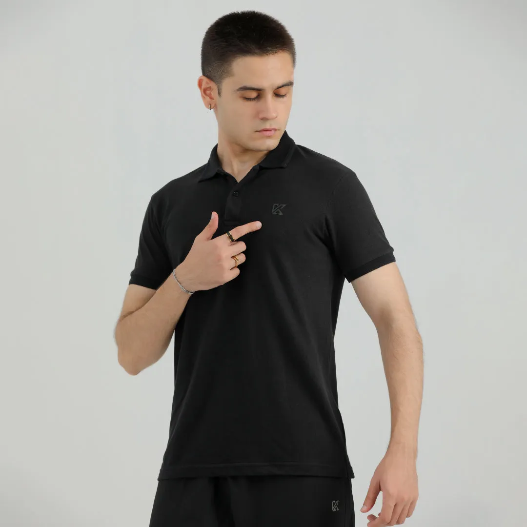 Abstract Black Classic Polo Shirt for Men