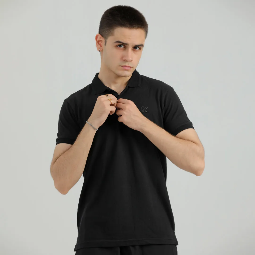 Abstract Black Classic Polo Shirt for Men