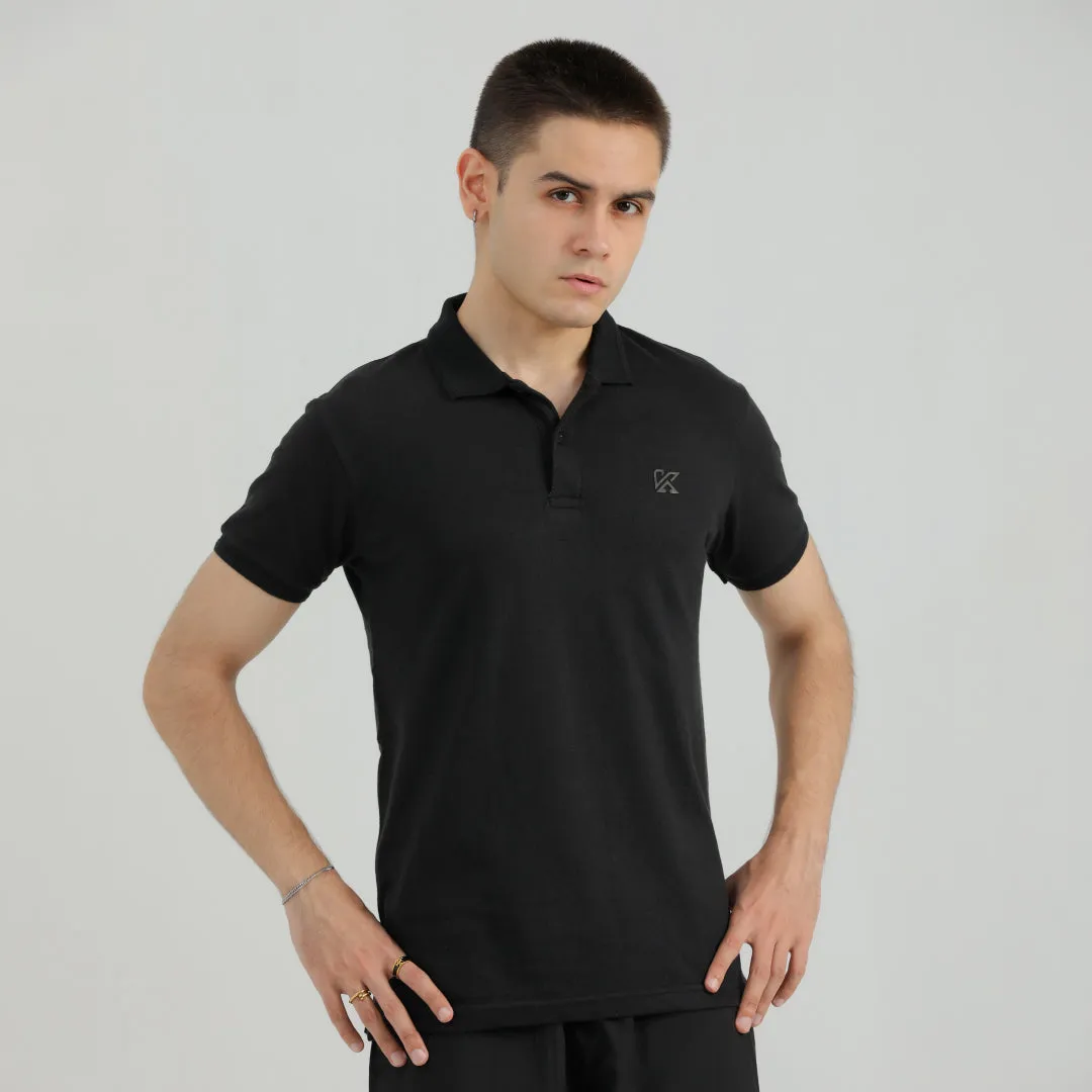 Abstract Black Classic Polo Shirt for Men