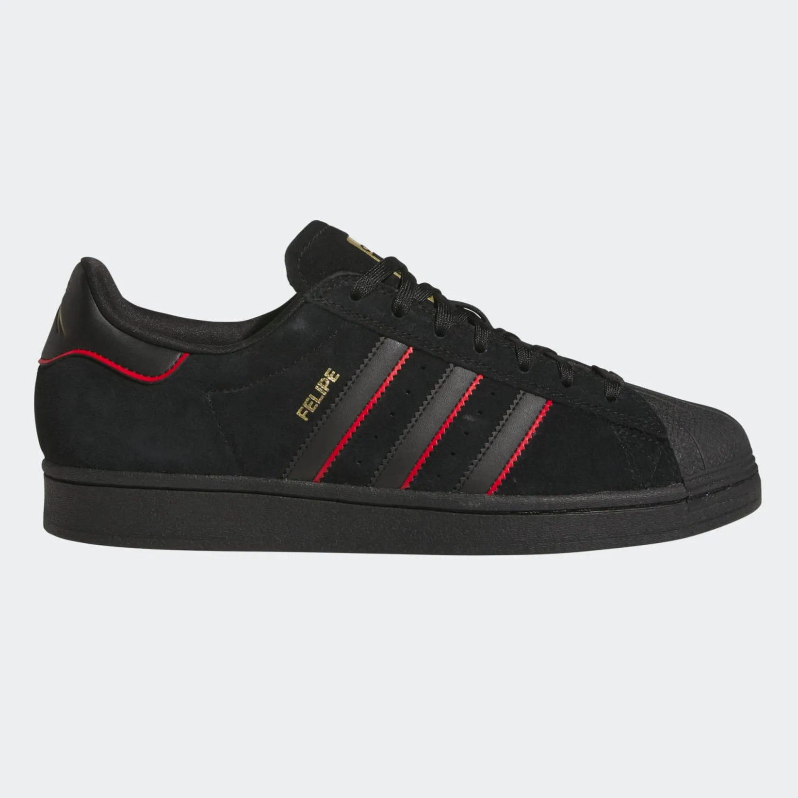 Adidas Superstar x Felipe Gustavo Skateboard Shoe - Black/Scarlet/Gold Metallic