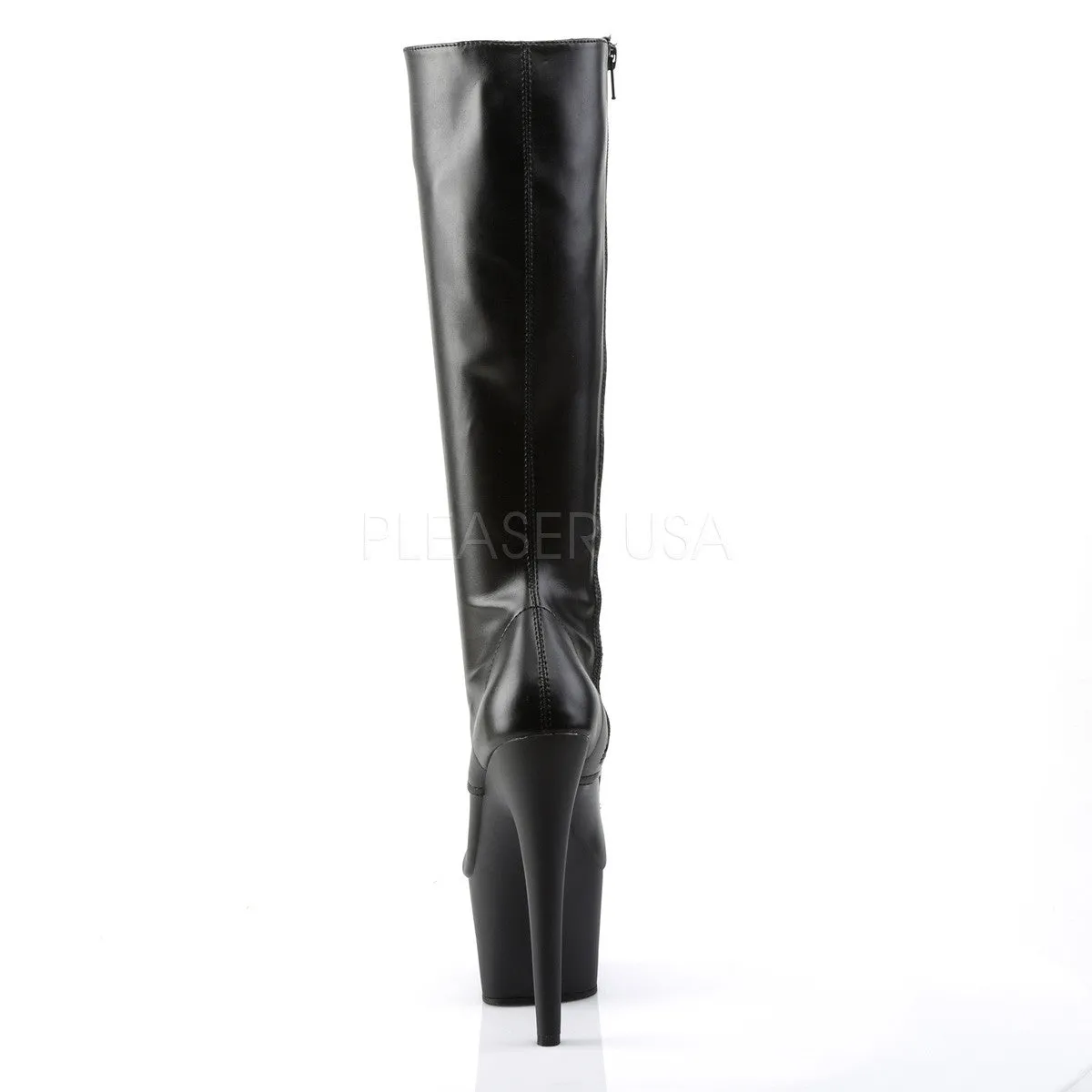 Adore 2023 Black Matte Lace Front Platform Heel Knee Boot - Direct