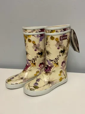 Aigle Child Shoe Size 10.5 Beige & Burgundy Boots