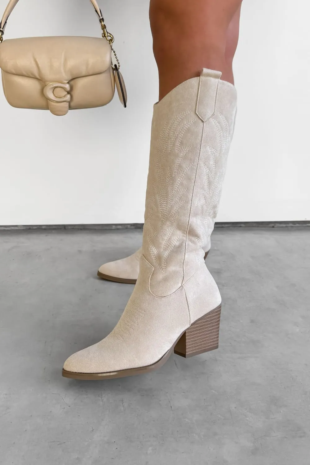 ALBA Cowboy Western Boots - Beige