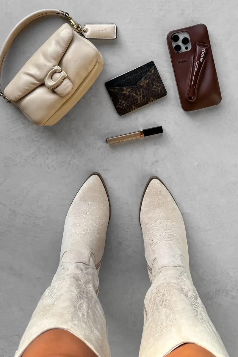 ALBA Cowboy Western Boots - Beige