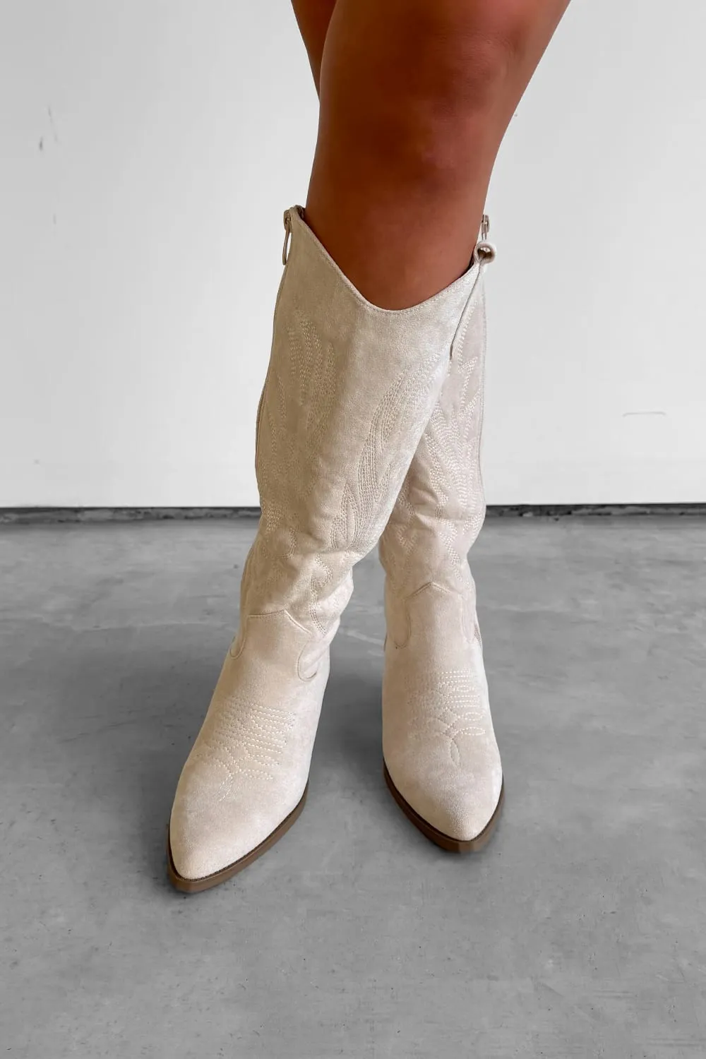 ALBA Cowboy Western Boots - Beige