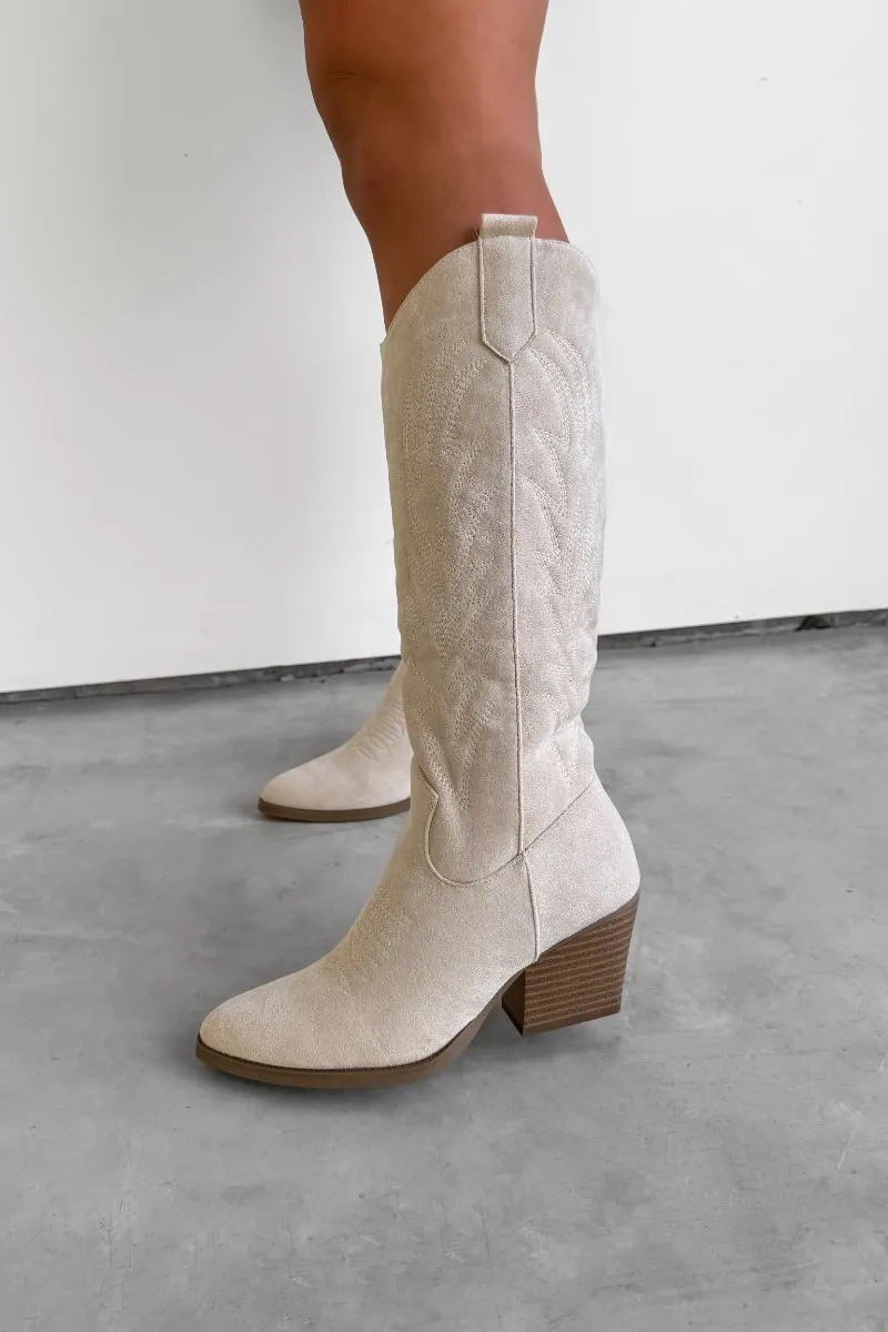 ALBA Cowboy Western Boots - Beige