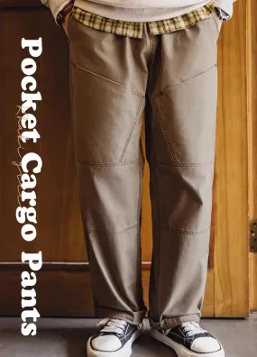 American Retro Large Pocket Vibe Loose Elastic Waist Men's Trousers