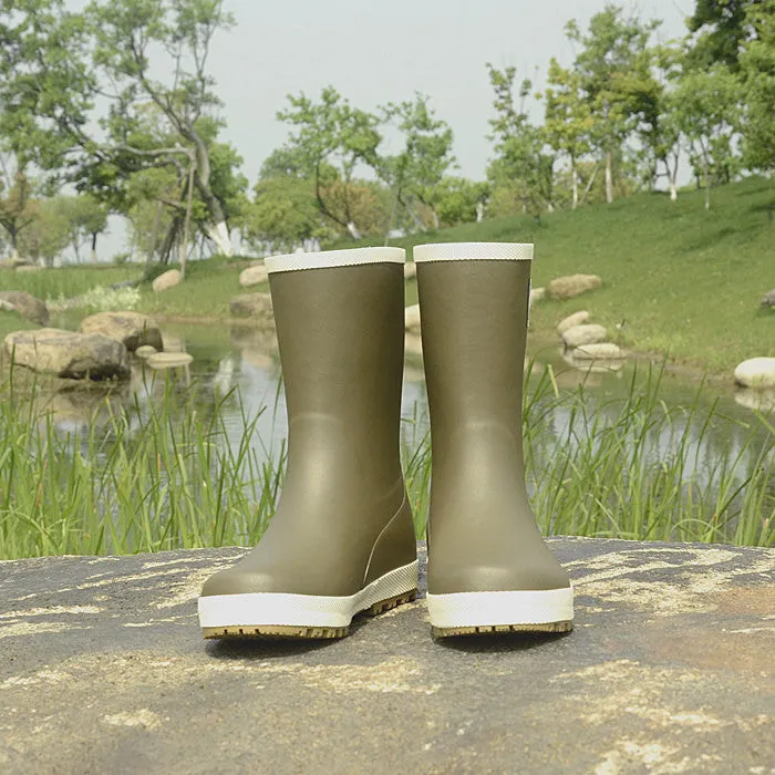 Anti-slip rubber rain boots mid calf outdoor waterproof shoes