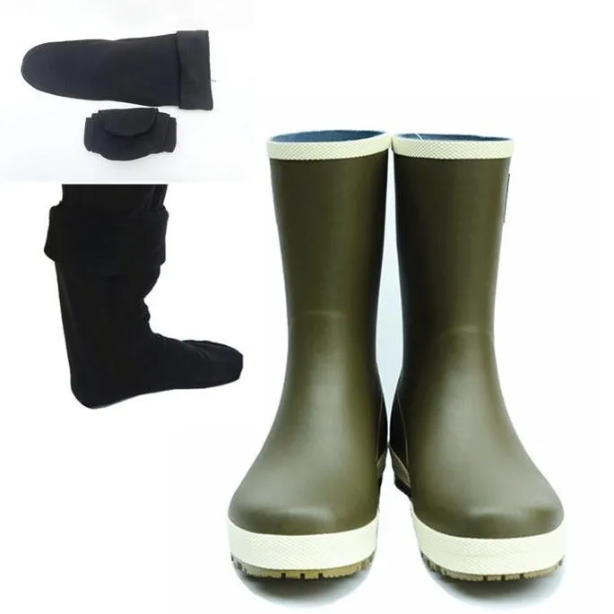 Anti-slip rubber rain boots mid calf outdoor waterproof shoes