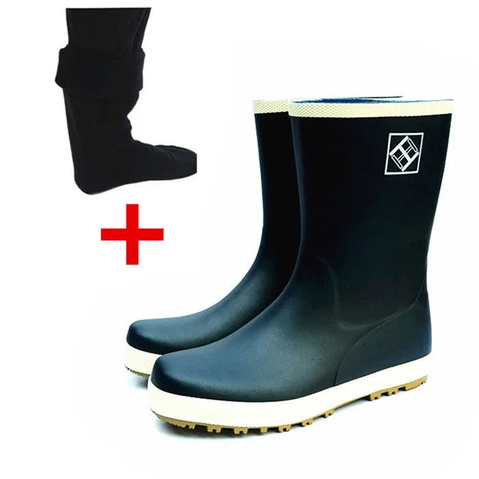 Anti-slip rubber rain boots mid calf outdoor waterproof shoes