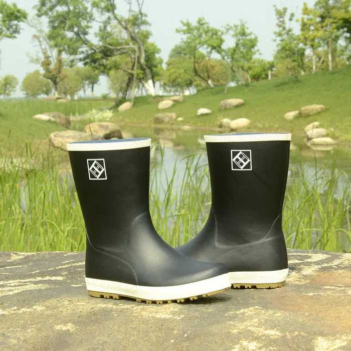 Anti-slip rubber rain boots mid calf outdoor waterproof shoes