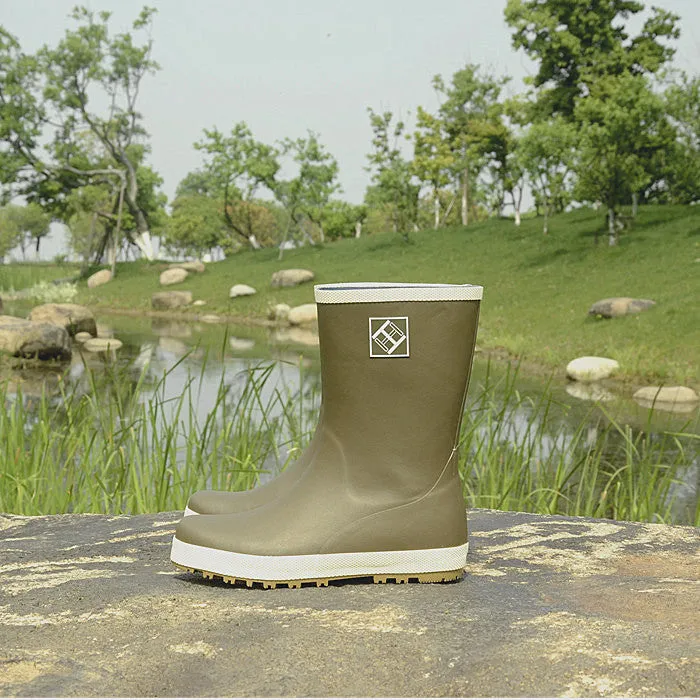 Anti-slip rubber rain boots mid calf outdoor waterproof shoes