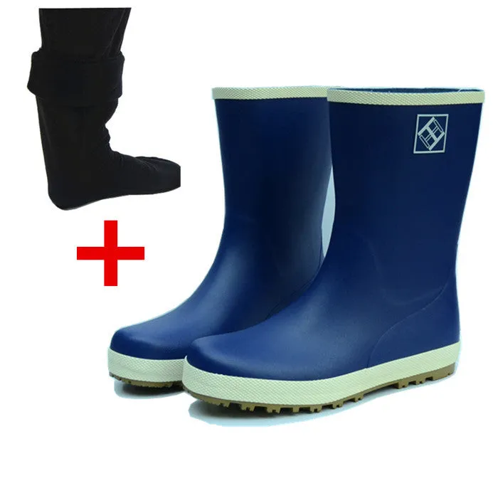 Anti-slip rubber rain boots mid calf outdoor waterproof shoes