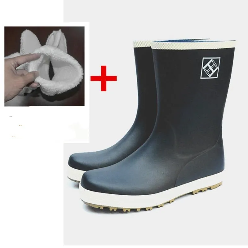 Anti-slip rubber rain boots mid calf outdoor waterproof shoes