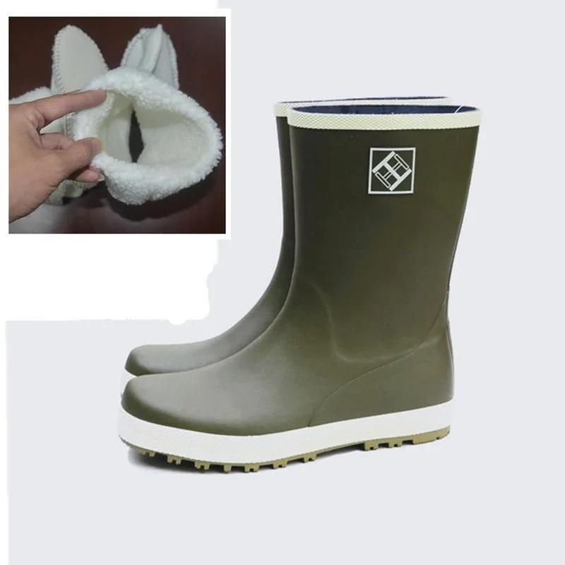 Anti-slip rubber rain boots mid calf outdoor waterproof shoes