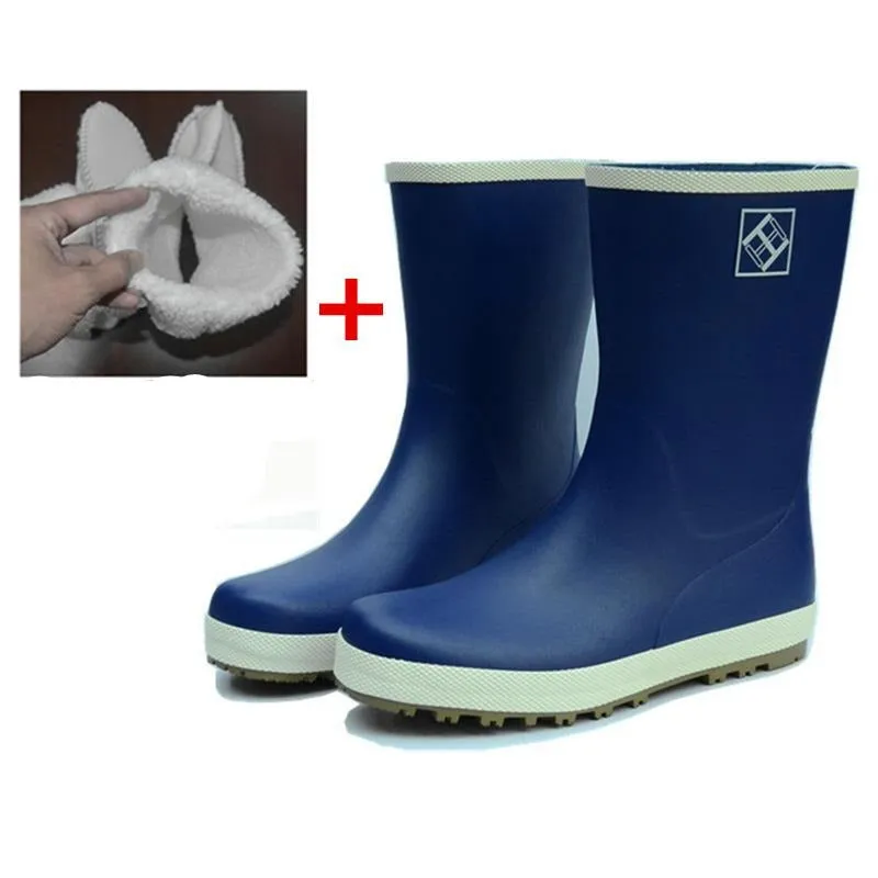 Anti-slip rubber rain boots mid calf outdoor waterproof shoes