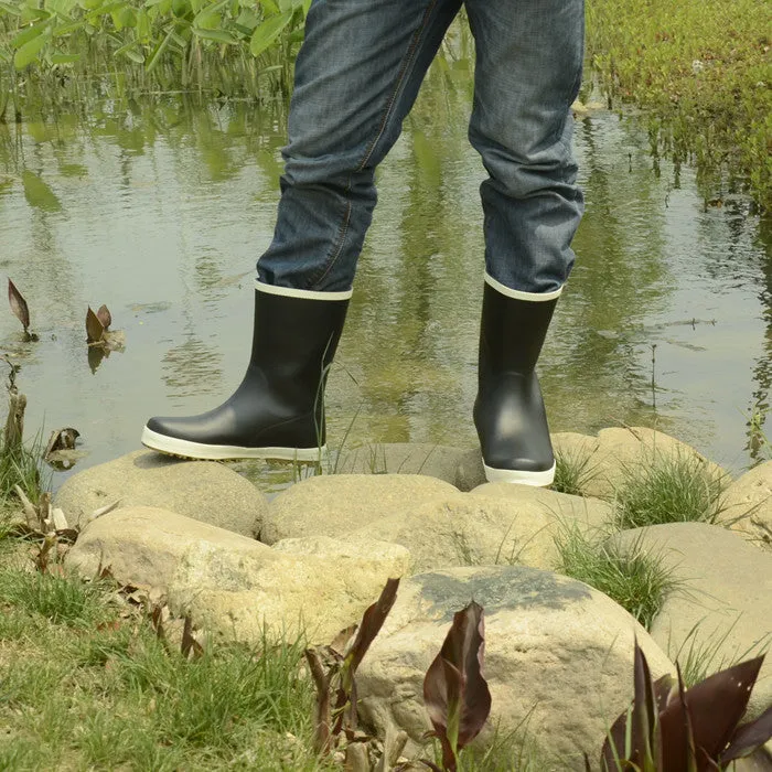 Anti-slip rubber rain boots mid calf outdoor waterproof shoes