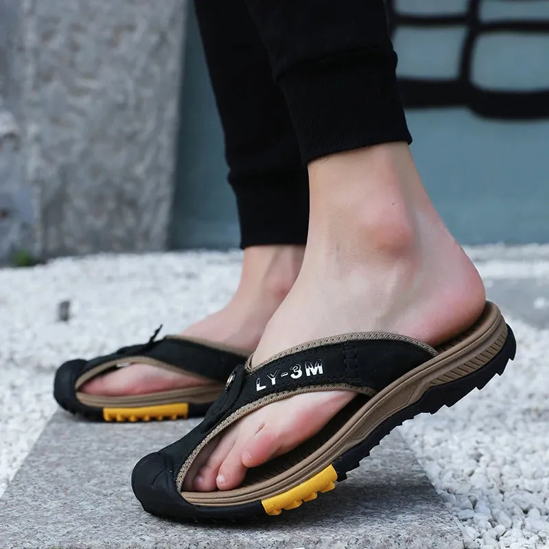 Beach Slippers Leather Men Shoes