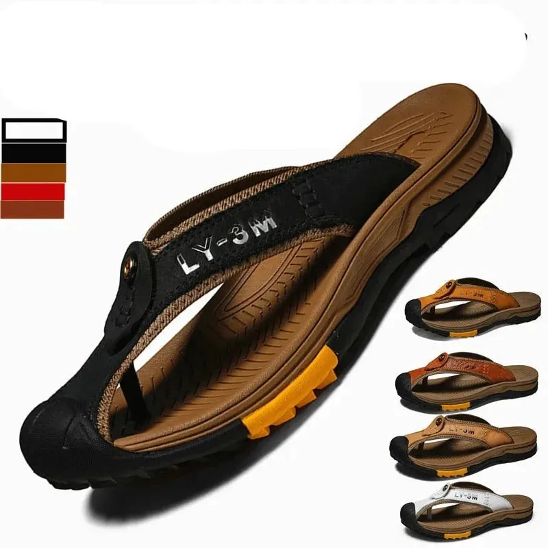 Beach Slippers Leather Men Shoes