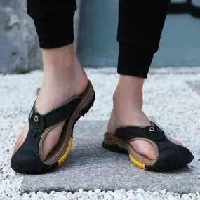 Beach Slippers Leather Men Shoes