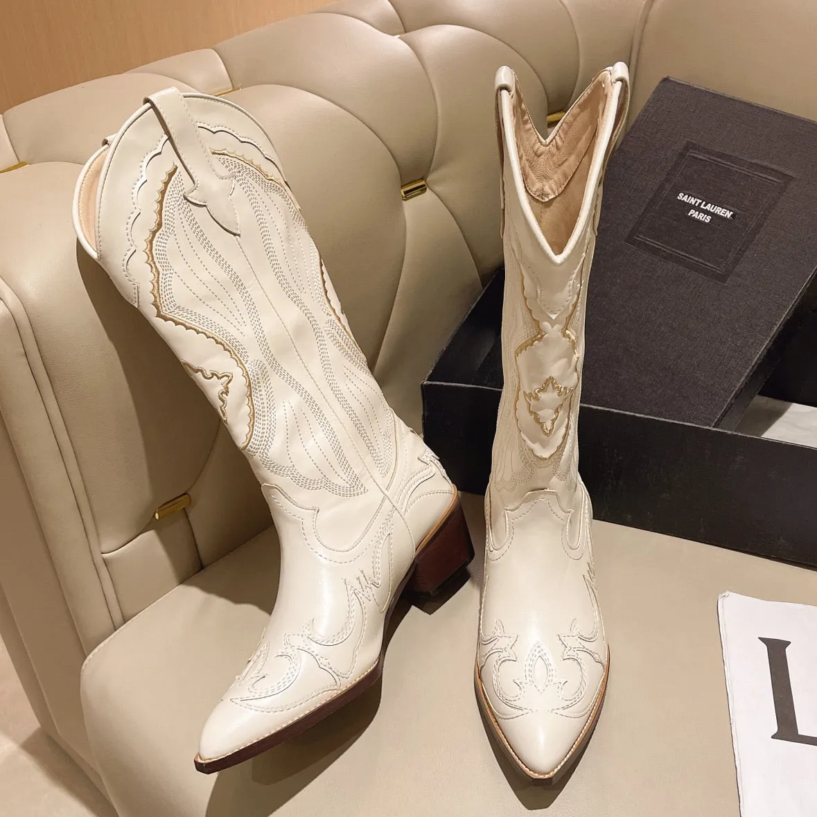Begonia Embroidered Western Cowboy Boots