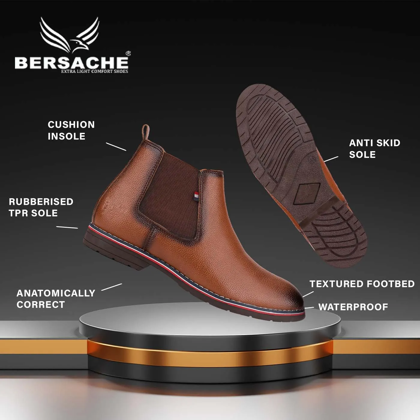 Bersache Lightweight Casual Loafer Walking Shoes For Men (9086-Light Brown)