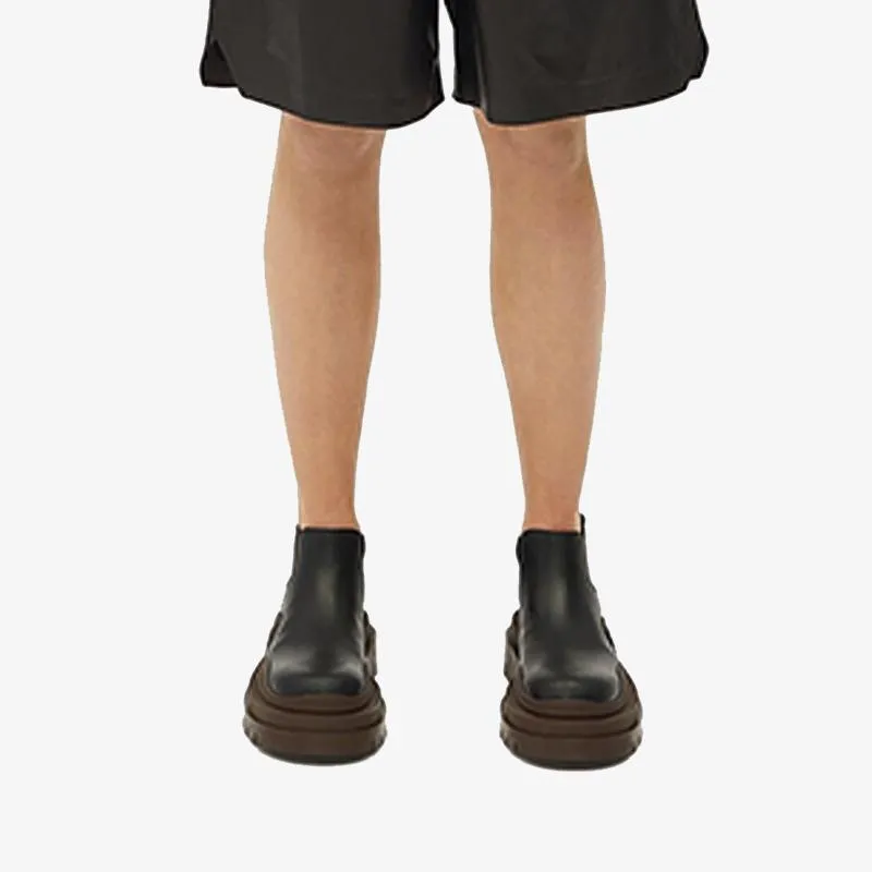 Black/Brown Cropped Chelsea Boots