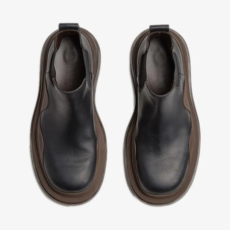 Black/Brown Cropped Chelsea Boots