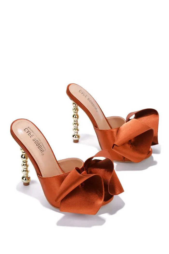 Cape Robbin Salsa Brown Sexy High Heels Open Toe Sculptural Heel Mule Oval Pumps