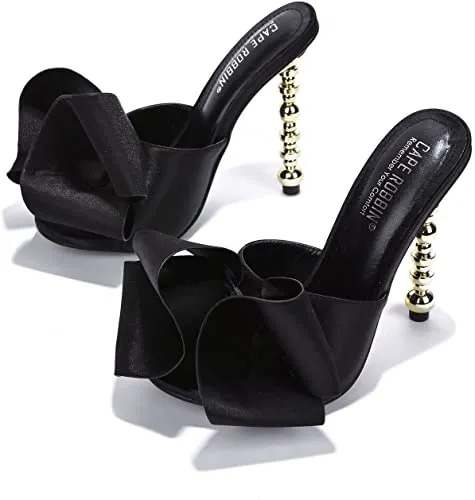 Cape Robbin Salsa Sexy High Heels Open Toe Oval Pumps BLACK (5.5, BLACK)