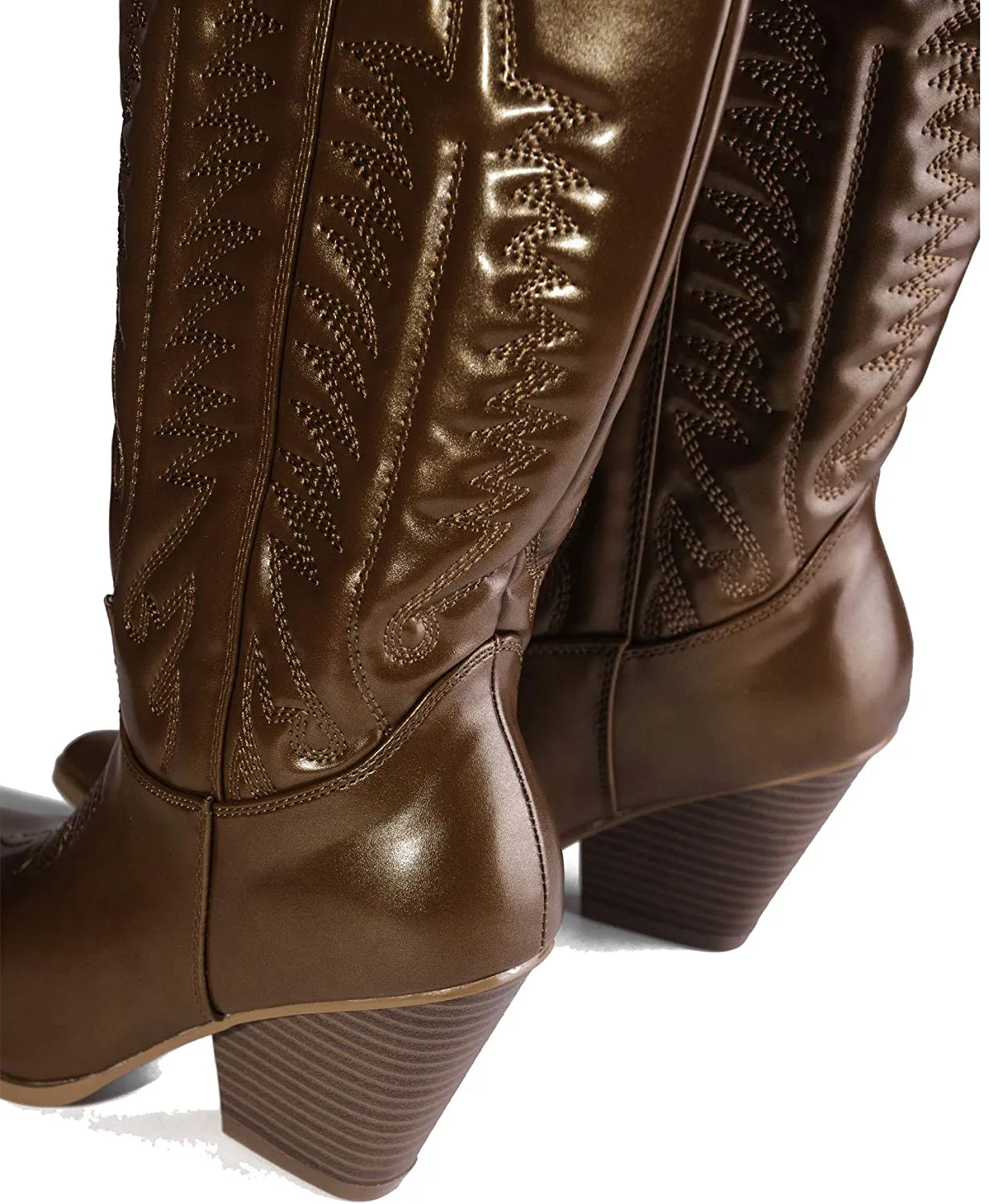 Cape Robbin SOUTHERN BELLE Cowgirl Mid Calf Pointy Toe Boots BROWN (9, BROWN)