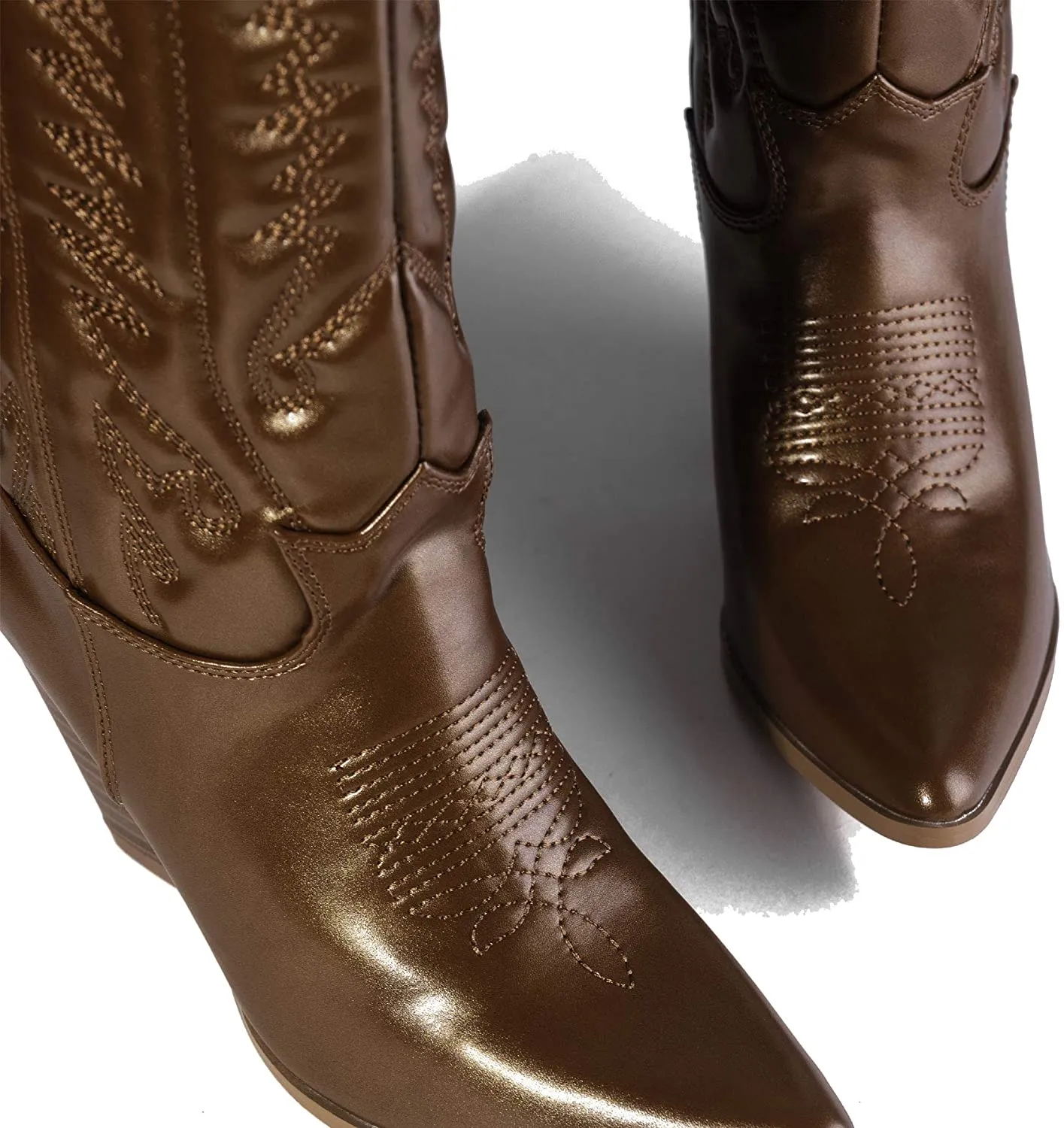 Cape Robbin SOUTHERN BELLE Cowgirl Mid Calf Pointy Toe Boots BROWN (9, BROWN)