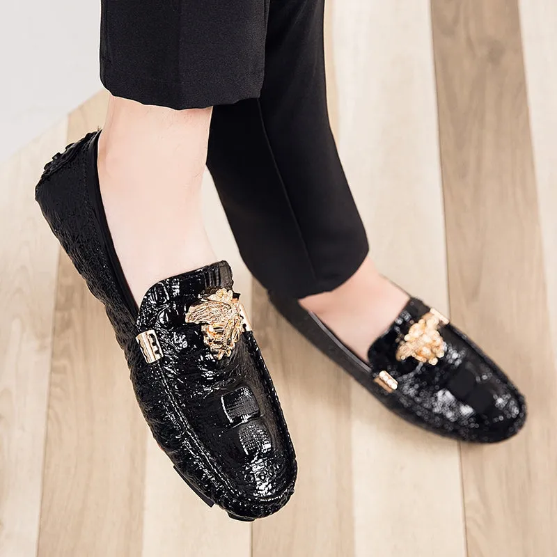 Casual Shoes High Quality Men's Leather Shoes Snake Pea Shoes
