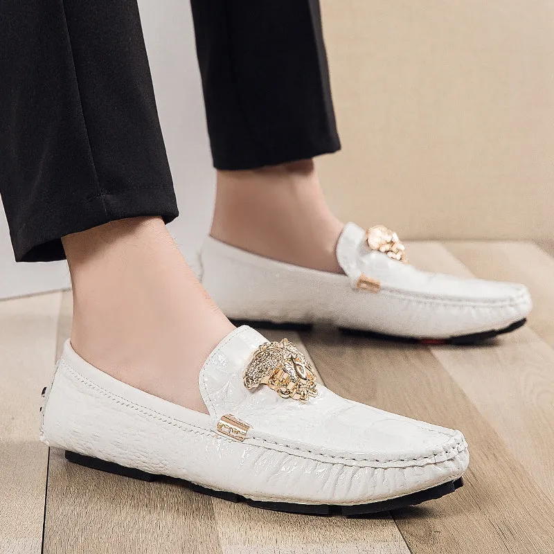 Casual Shoes High Quality Men's Leather Shoes Snake Pea Shoes