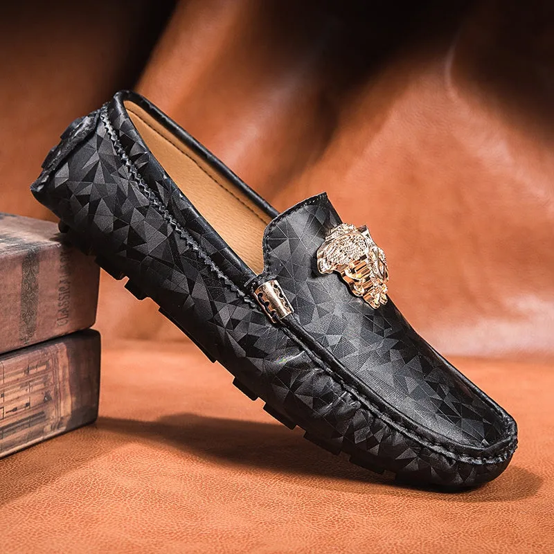 Casual Shoes High Quality Men's Leather Shoes Snake Pea Shoes
