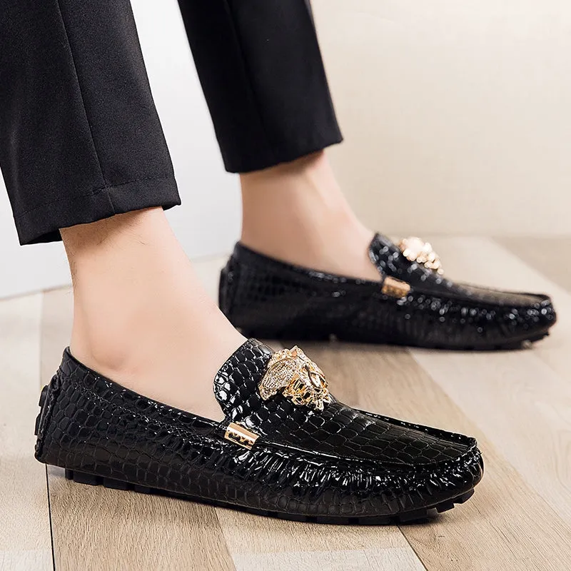 Casual Shoes High Quality Men's Leather Shoes Snake Pea Shoes
