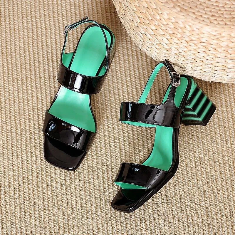 Classic Design Women Sandals Summer Mixed Colors Genuine Leather
