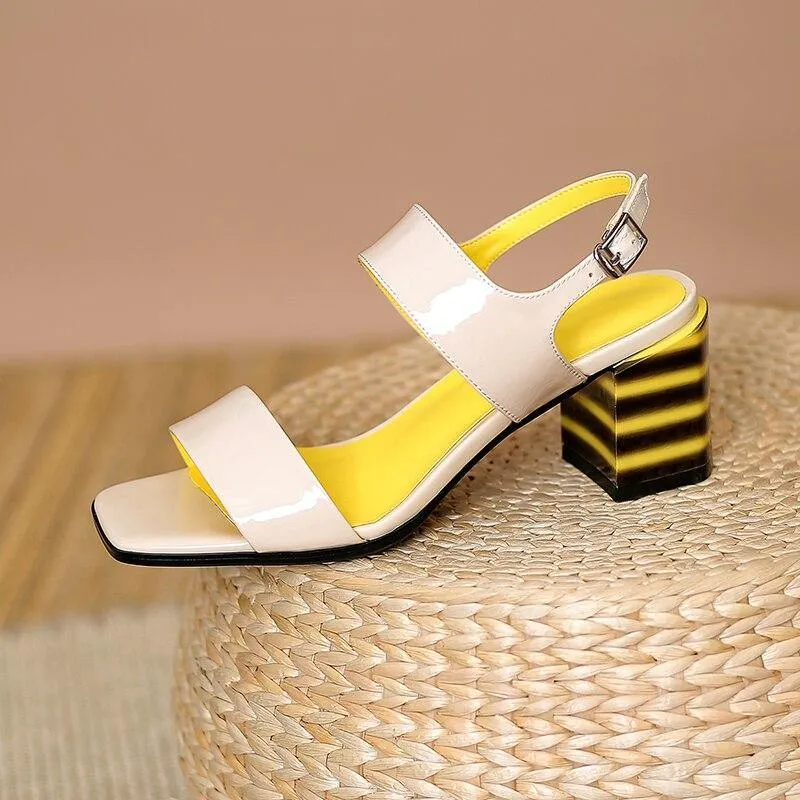 Classic Design Women Sandals Summer Mixed Colors Genuine Leather