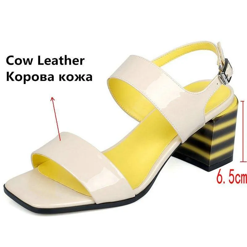 Classic Design Women Sandals Summer Mixed Colors Genuine Leather