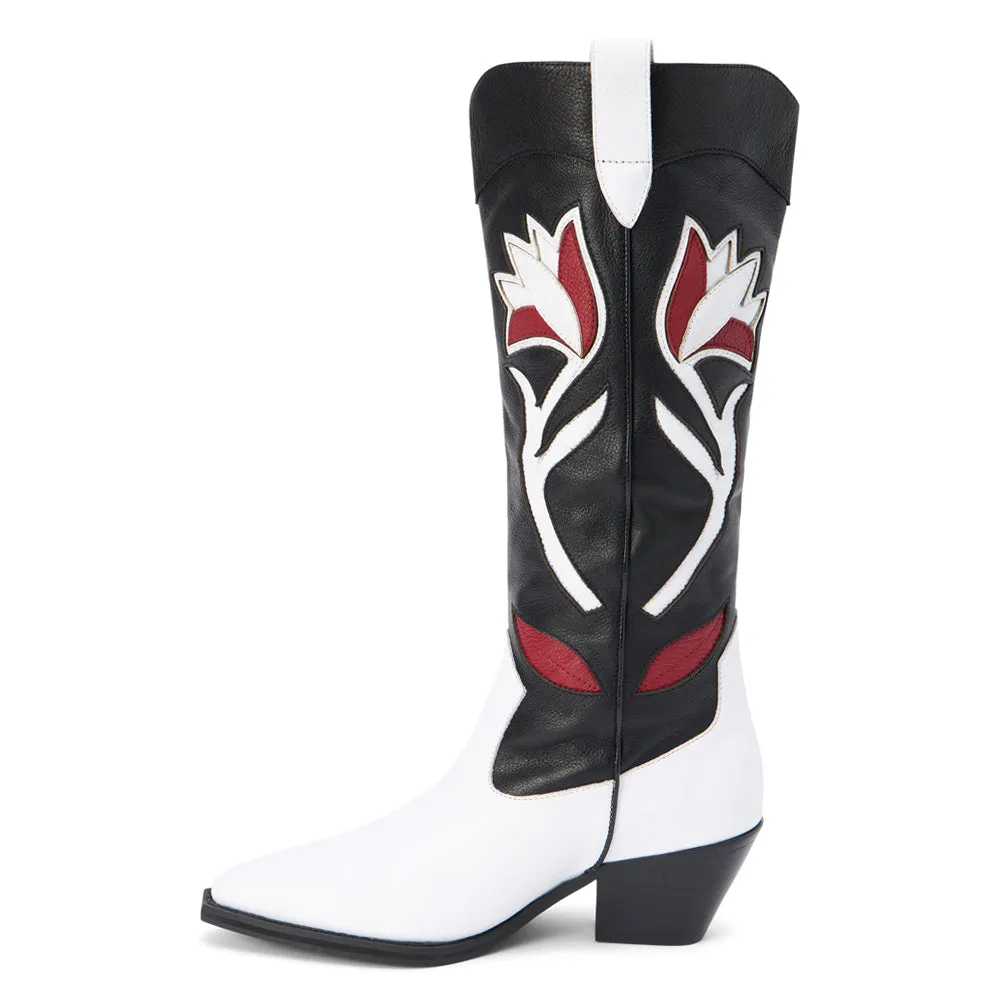 Cool Hand Floral Pointed Toe Pull On Cowboy Boots