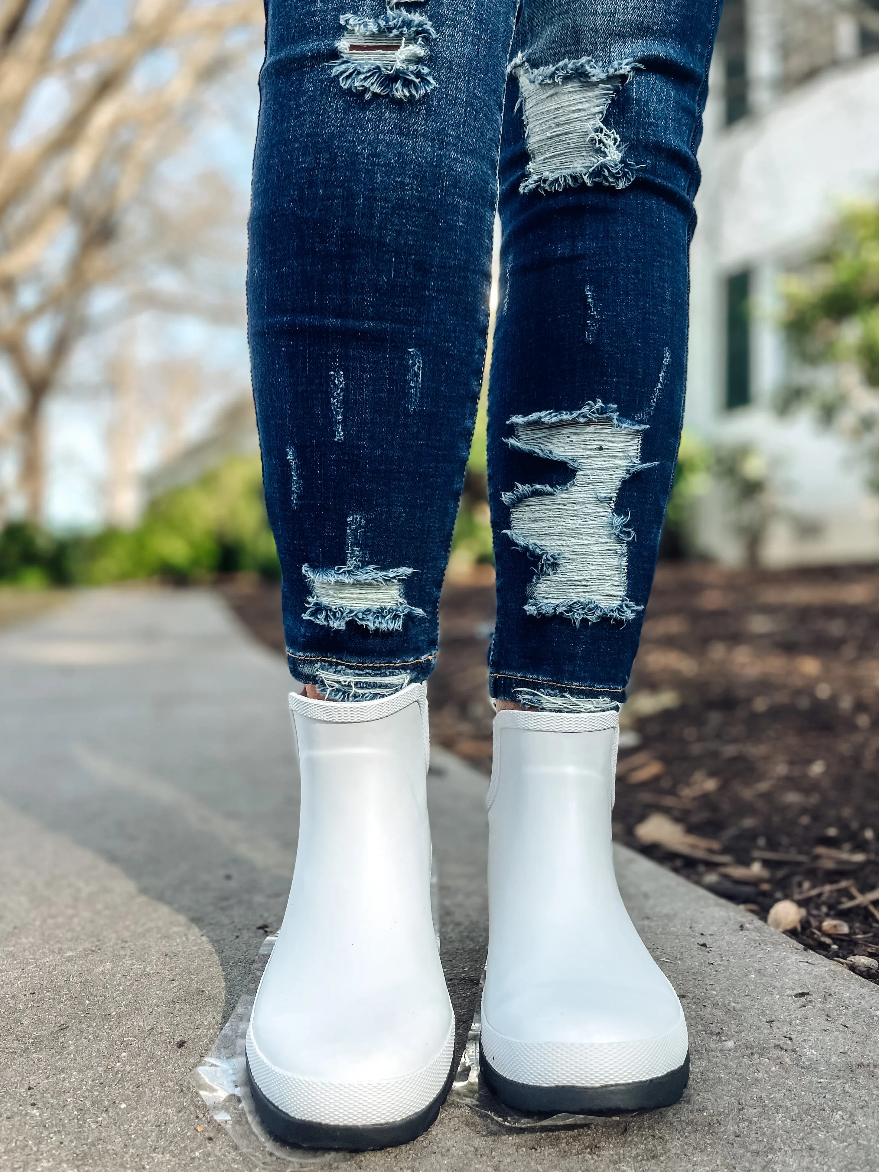Corkys Yikes White & Black Rain Boot