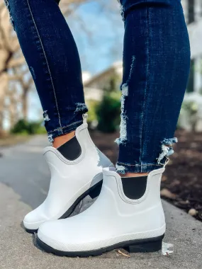 Corkys Yikes White & Black Rain Boot