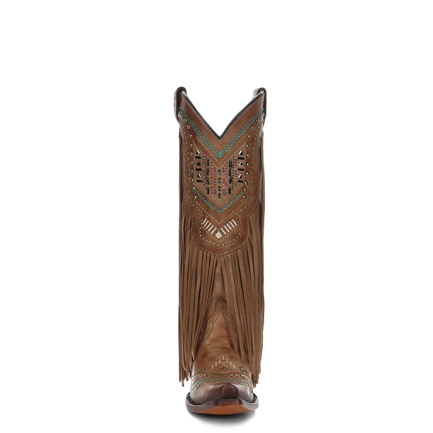 Corral Boots Womens Leather Crystal Fringe Tan Cowgirl