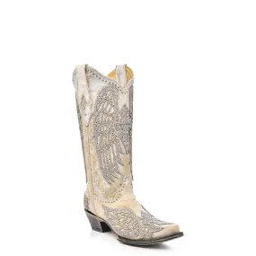 Corral Womens Fashion Boots Leather Angela White Wedding Wings