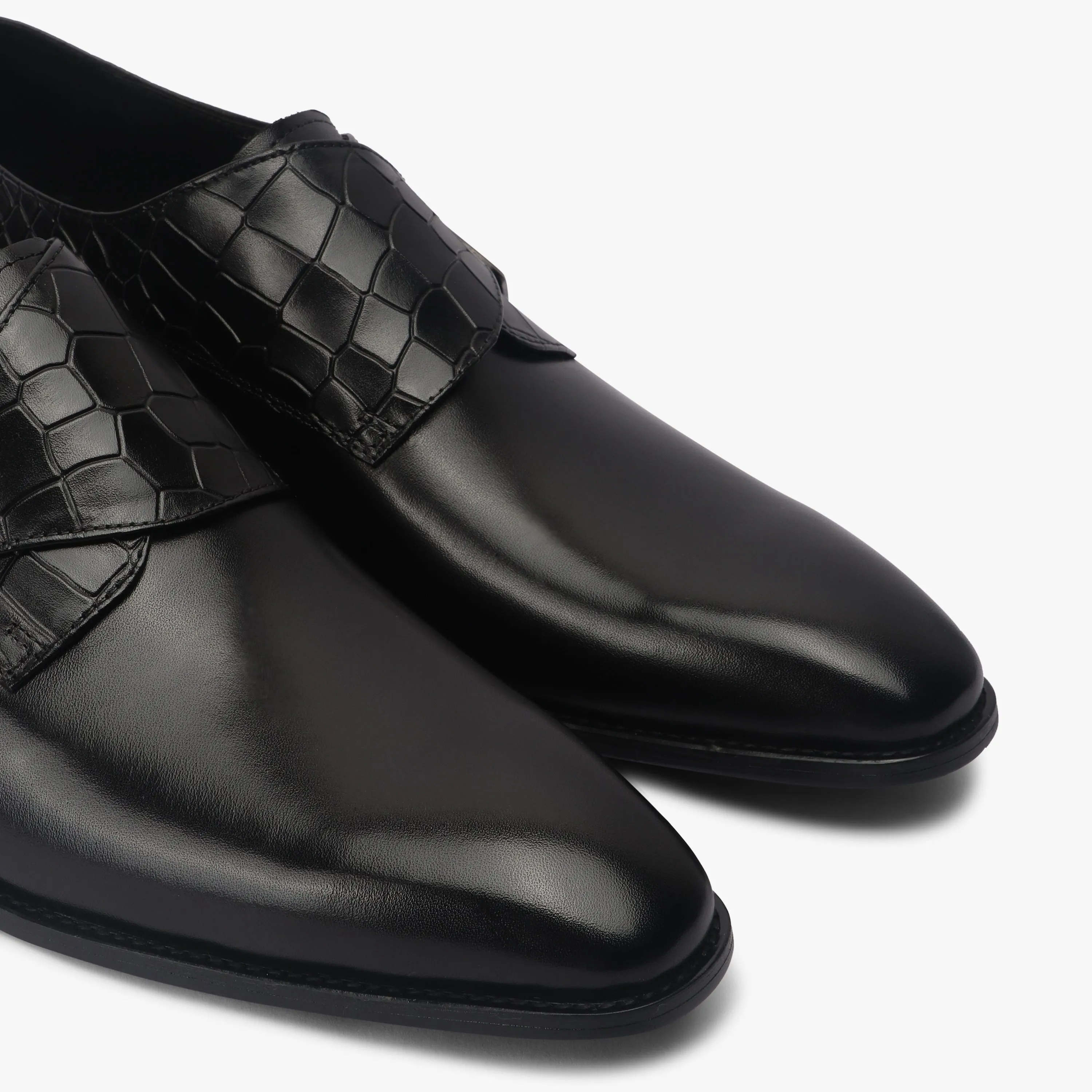 Croc Detail Monk Strap