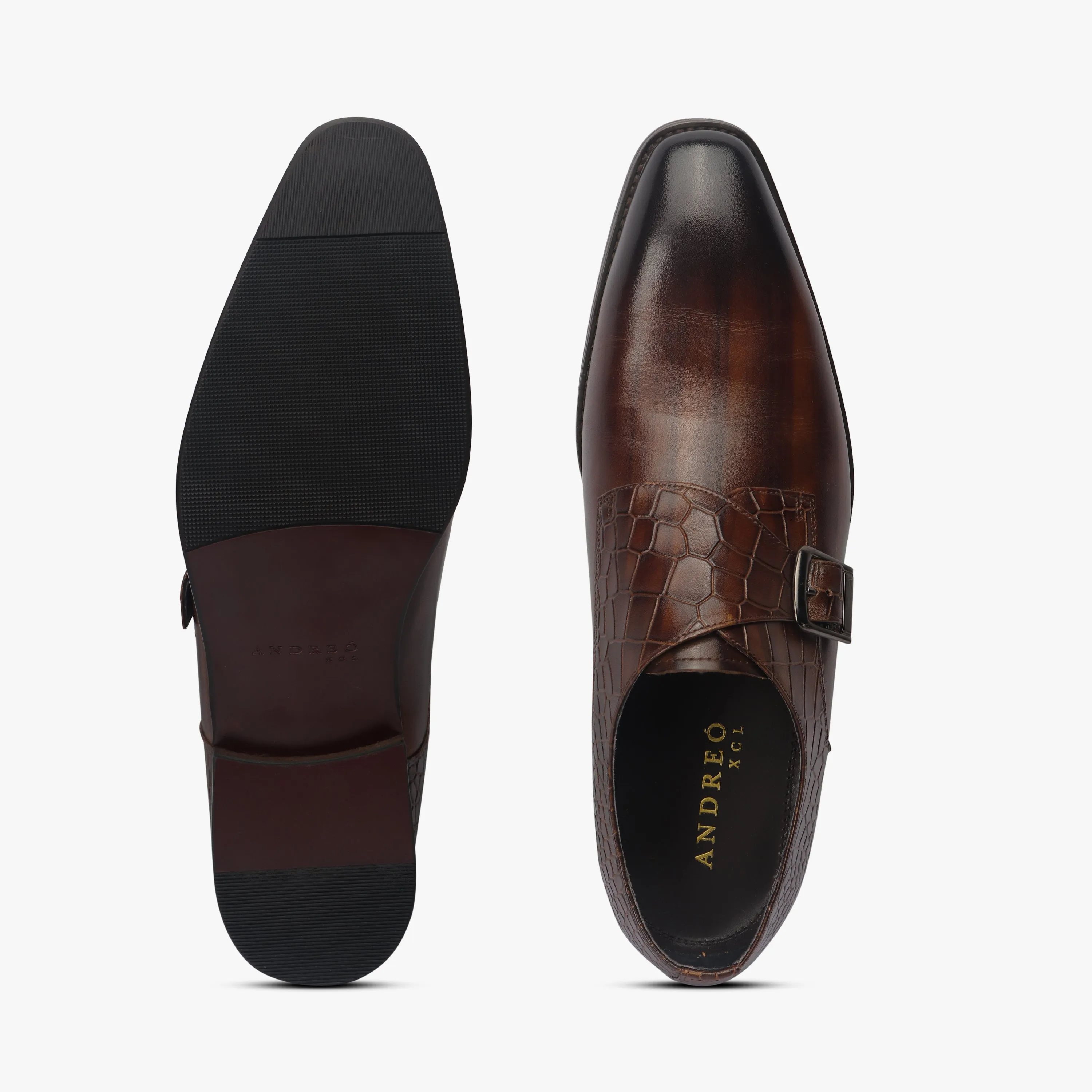 Croc Detail Monk Strap